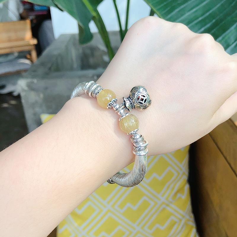 Bakrena narukvica, unisex, retro stil, porijeklo Guangzhou, metal s kvalitetom srebra