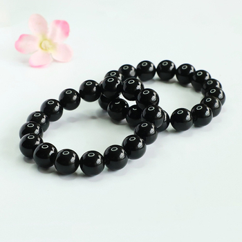 Juan Yu prirodna obsidijan narukvica, crne kristalne perle 10 mm, unisex, ručno pleteni geometrijski dizajn