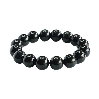Juan Yu prirodna obsidijan narukvica, crne kristalne perle 10 mm, unisex, ručno pleteni geometrijski dizajn