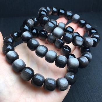 Geometrijska narukvica od obsidijana s perlama, unisex, poliran završni sloj, lagani luksuzni stil, pogodno za poslovne darove