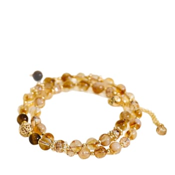 Geometrijska narukvica od citrin kristala, dvostruka petlja, elektroplatiranje – originalni dizajn za žene