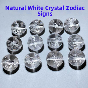 Bijele kristalne perle zodijaka – slobodne perle za narukvicu, DIY dodatak, izrezbarene