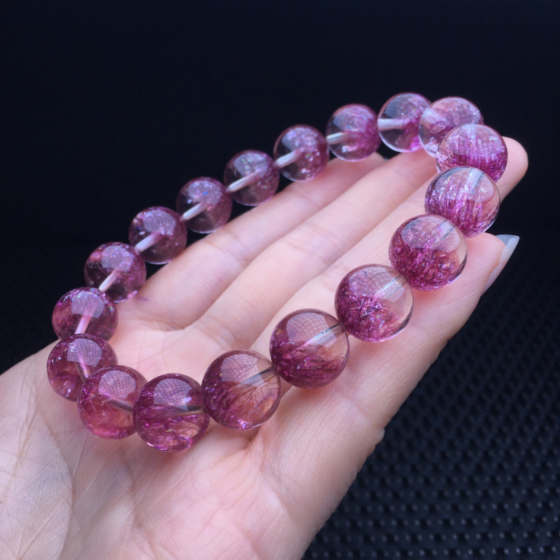 Βραχιόλι με αμέθιστο κρύσταλλο, κινεζικού στυλ, ελαστικό κορδόνι, χωρίς πλευρικοί λίθοι