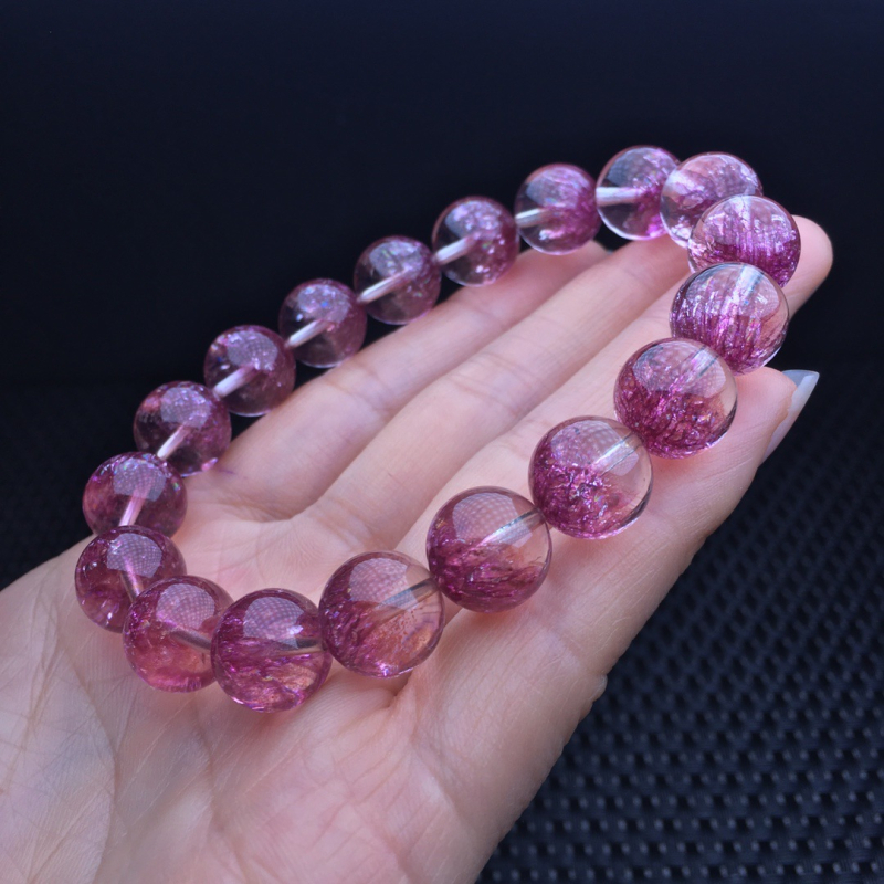 Βραχιόλι με αμέθιστο κρύσταλλο, κινεζικού στυλ, ελαστικό κορδόνι, χωρίς πλευρικοί λίθοι