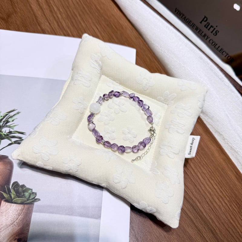 Βραχιόλι από φυσικό αμέθυστο, ακανόνιστο σχήμα, κράμα, άνοιξη 2025