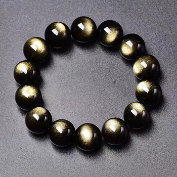 Narukvica od obsidijana, polirani završetak, geometrijski dizajn, unisex