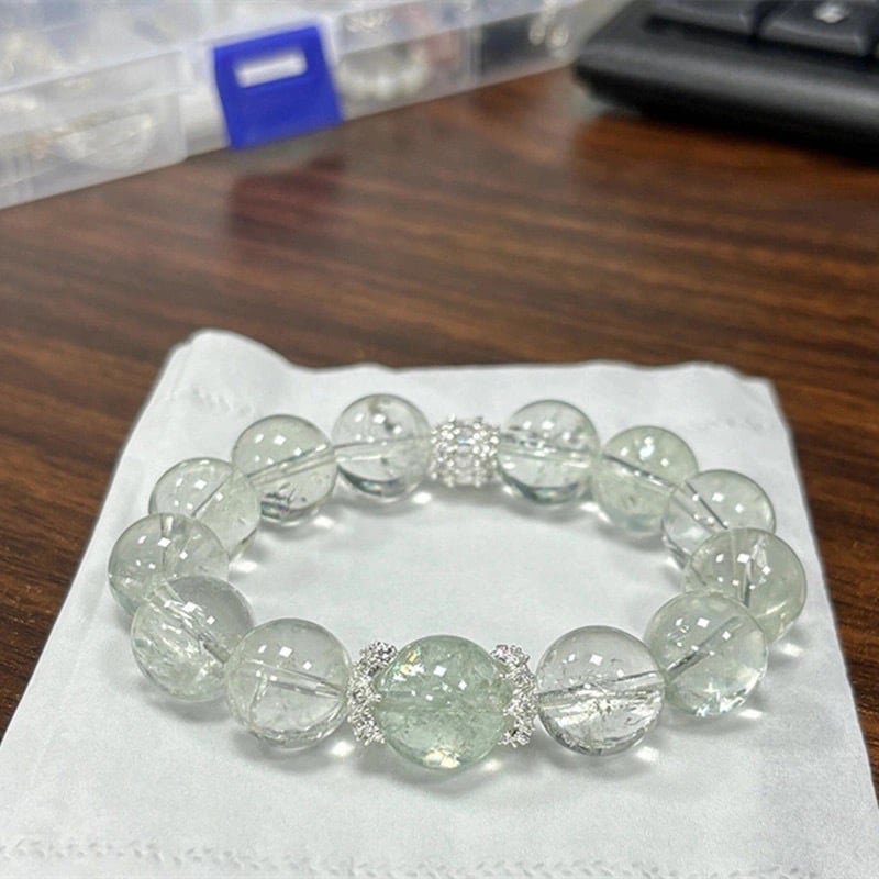 Βραχιόλι με κρυσταλλικά χάντρες, χωρίς πλευρικούς λίθους, σχέδιο με ενεργειακό λίθο, υλικά: κράμα, τιτάνιος χάλυβας, 925 ασήμι, ελαστικό κορδόνι, στυλ Χέμπερν.