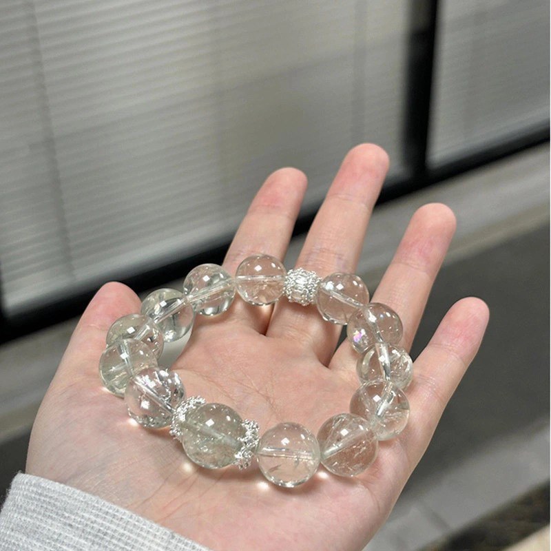 Βραχιόλι με κρυσταλλικά χάντρες, χωρίς πλευρικούς λίθους, σχέδιο με ενεργειακό λίθο, υλικά: κράμα, τιτάνιος χάλυβας, 925 ασήμι, ελαστικό κορδόνι, στυλ Χέμπερν.