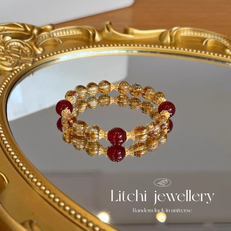 Βραχιόλι | Κρύσταλλος κιτρίνης, χάντρες από αχάτη, στοιχεία από κράμα, αυθεντικός σχεδιασμός, κινεζικό στυλ