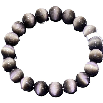 Prirodni obsidian s mačjim okom, zlatno-srebreni sjaj, unisex narukvica
