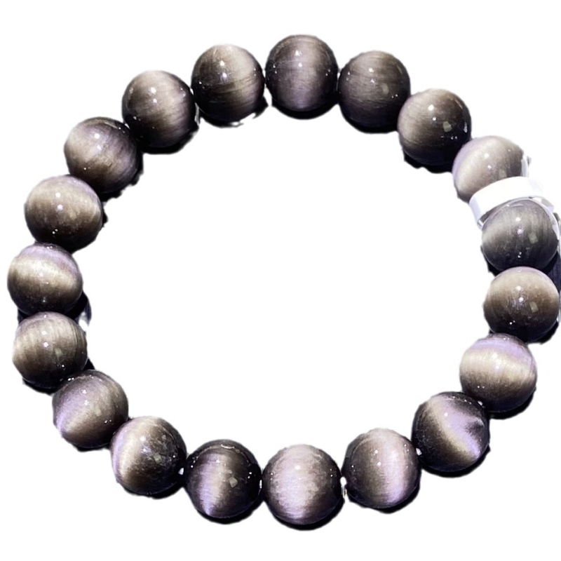 Prirodni obsidian s mačjim okom, zlatno-srebreni sjaj, unisex narukvica