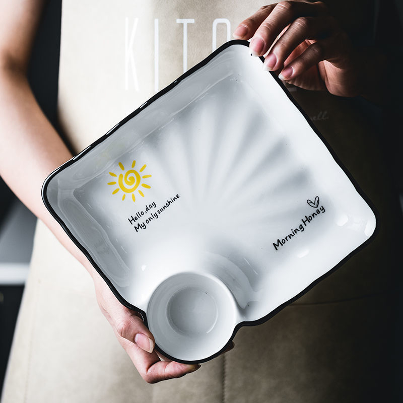 Farfurie ceramică pentru găluțe cu compartimente pentru creveți, stil Nordic, stil nou chinezesc, cadou potrivit