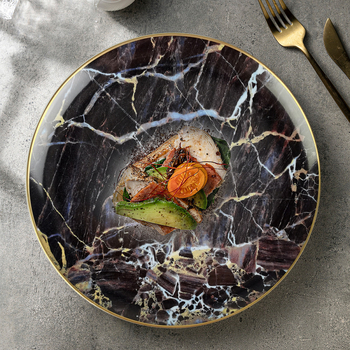 Set de farfurii plate bone china, în stil Nordic, rotund, cu modele multiple, inclus cană de lapte și ceașcă de cafea