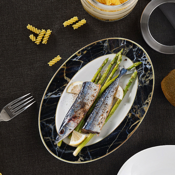 Set de farfurii plate bone china, în stil Nordic, rotund, cu modele multiple, inclus cană de lapte și ceașcă de cafea