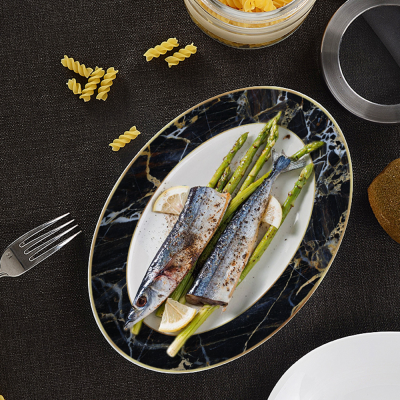 Set de farfurii plate bone china, în stil Nordic, rotund, cu modele multiple, inclus cană de lapte și ceașcă de cafea