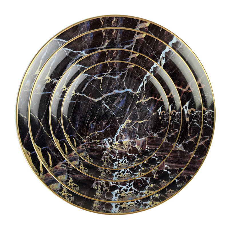 Set de farfurii plate bone china, în stil Nordic, rotund, cu modele multiple, inclus cană de lapte și ceașcă de cafea