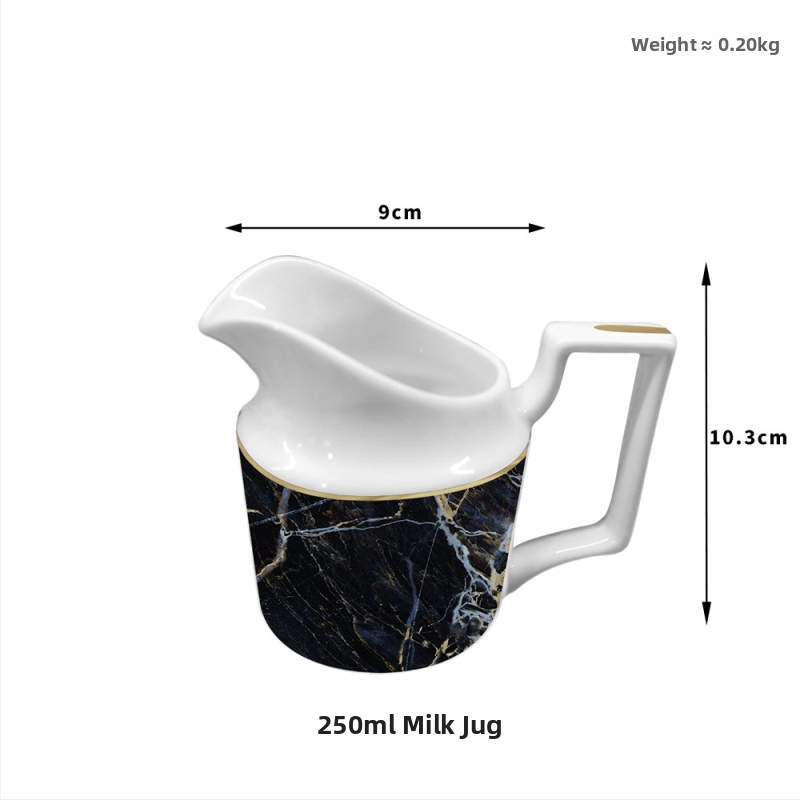 Set de farfurii plate bone china, în stil Nordic, rotund, cu modele multiple, inclus cană de lapte și ceașcă de cafea