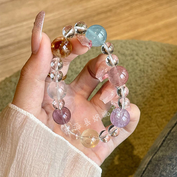 Βραχιόλι με Citrine κρύσταλλο και πλευρικούς Αμέθιστους, διακοσμητικά κρύσταλλα, Little Fresh στυλ, κυκλοφορία άνοιξη 2025