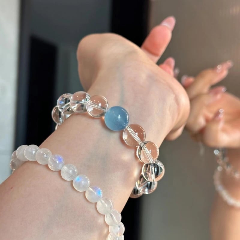 Βραχιόλι από κρυστάλλους με σχέδιο ακουαμαρίνης, ελαστικός κορδόνι, χωρίς πλευρικούς λίθους, καταγωγή Lianyungang Donghai, Άνοιξη 2025