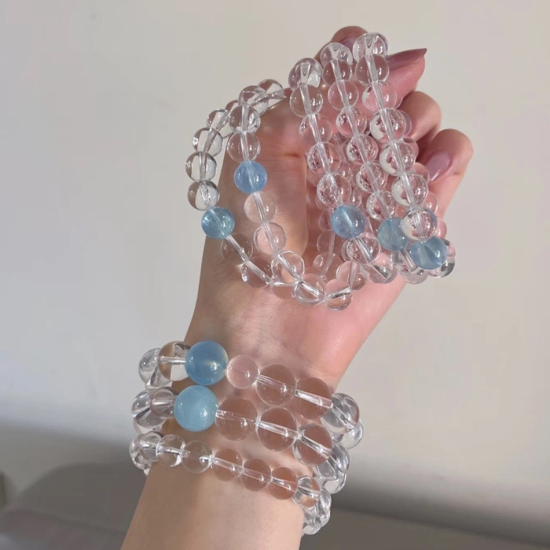 Βραχιόλι από κρυστάλλους με σχέδιο ακουαμαρίνης, ελαστικός κορδόνι, χωρίς πλευρικούς λίθους, καταγωγή Lianyungang Donghai, Άνοιξη 2025