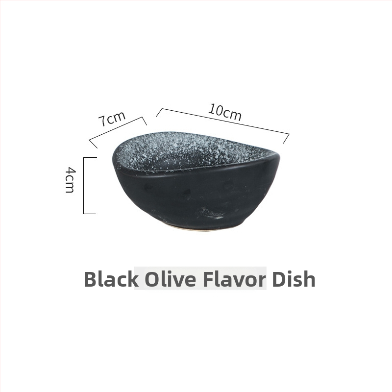 Японски стил керамична чиния за подправки и дипове – кръгла, с декоративен дизайн, глазирана повърхност, микровълнова безопасна