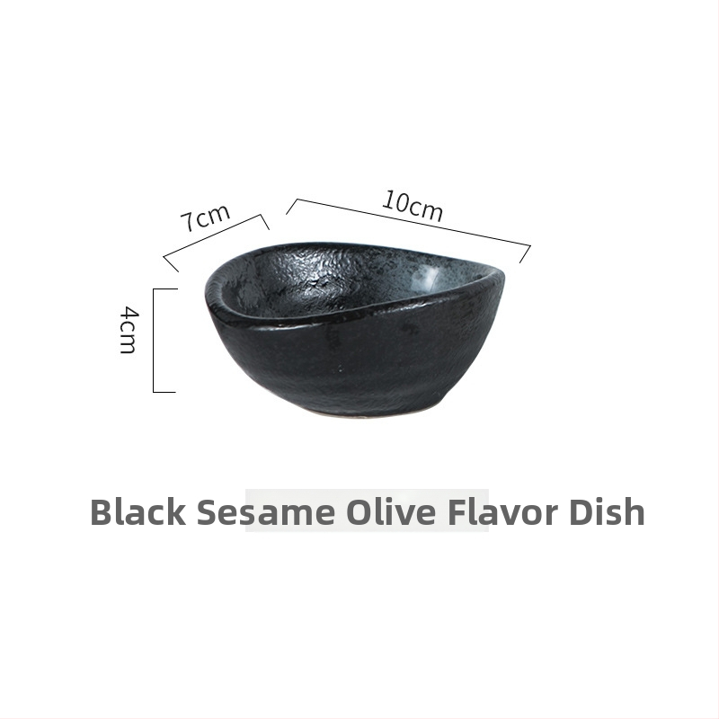 Японски стил керамична чиния за подправки и дипове – кръгла, с декоративен дизайн, глазирана повърхност, микровълнова безопасна