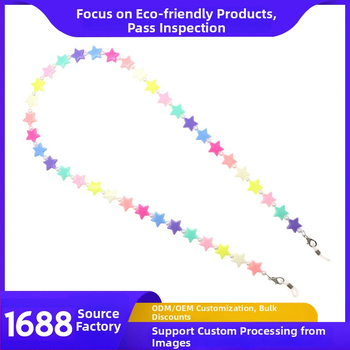 Vaikų kaukės ir akinių grandinė, penkiakampė žvaigždė, akrilas, rankų darbas