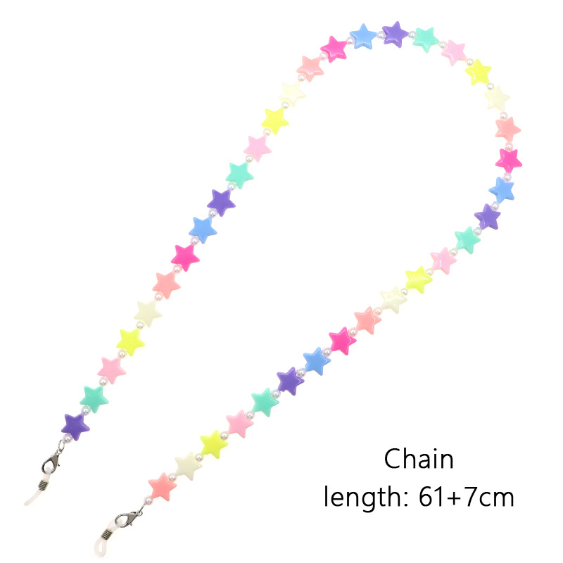 Vaikų kaukės ir akinių grandinė, penkiakampė žvaigždė, akrilas, rankų darbas