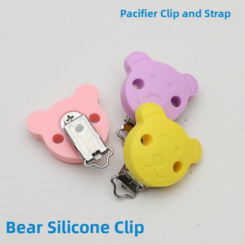 Silikoninis čiulptuko laikiklis su meškiuko raštu karikatūriniam stiliui