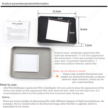 Amblyopijos akių kaukė su repressine membrana — optinis filmas, modelis Amblyopic pressure Film, priedai, licencijuota privatų prekės ženklo etiketė