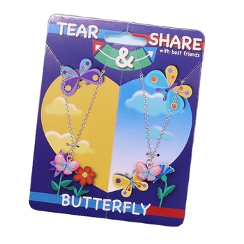 Vaikų drugelių kaklo papuošalas – plastmasė/derva, Drugelio dizainas, Dviejų dalių rinkinys, Tinka 6–10 metų ir 10+ metų vaikams