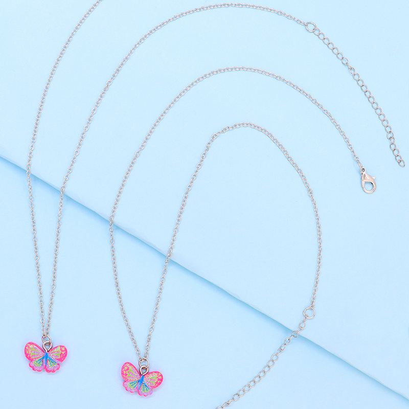 Vaikų drugelių kaklo papuošalas – plastmasė/derva, Drugelio dizainas, Dviejų dalių rinkinys, Tinka 6–10 metų ir 10+ metų vaikams