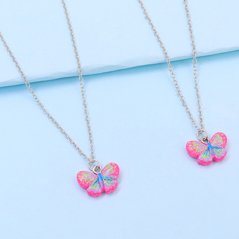 Vaikų drugelių kaklo papuošalas – plastmasė/derva, Drugelio dizainas, Dviejų dalių rinkinys, Tinka 6–10 metų ir 10+ metų vaikams