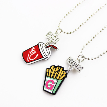 Колие с хранителен мотив и детски карикатурен стил; материал: сплав + акрил; модел: храна; верига: мъниста