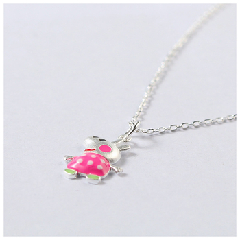 Kakloji su kiaulytės pakabuku, 925 sidabras, kryžminė grandinė, vaikų/animacinis stilius (pakabukas kiaulė; 925 sidabras; kryžminė grandinė; vaikų/animacinis stilius; personalizavimas prieinamas)