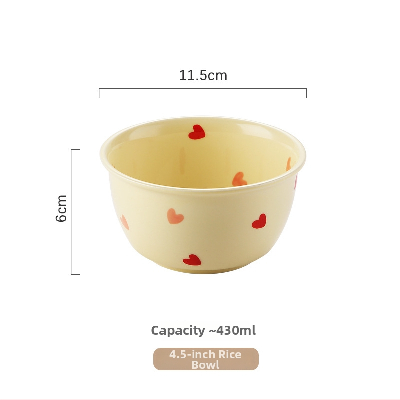 Set de boluri din porțelan cu model Love, culoare sub glazură, formă neregulată, compatibil cu microunde, stil modern minimalist