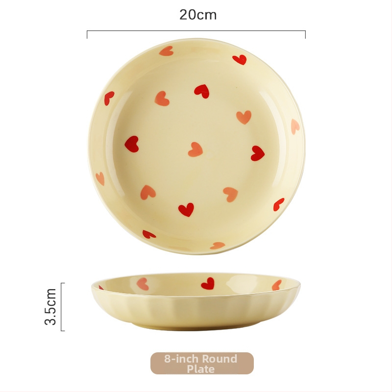 Set de boluri din porțelan cu model Love, culoare sub glazură, formă neregulată, compatibil cu microunde, stil modern minimalist