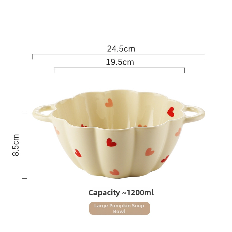 Set de boluri din porțelan cu model Love, culoare sub glazură, formă neregulată, compatibil cu microunde, stil modern minimalist