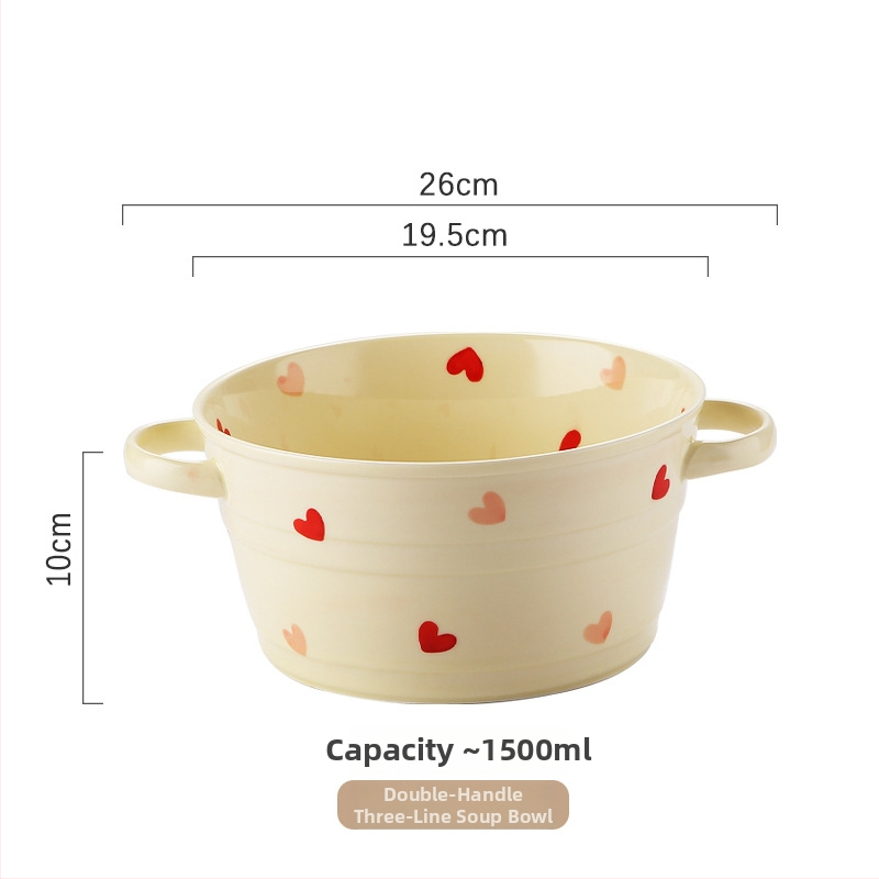 Set de boluri din porțelan cu model Love, culoare sub glazură, formă neregulată, compatibil cu microunde, stil modern minimalist