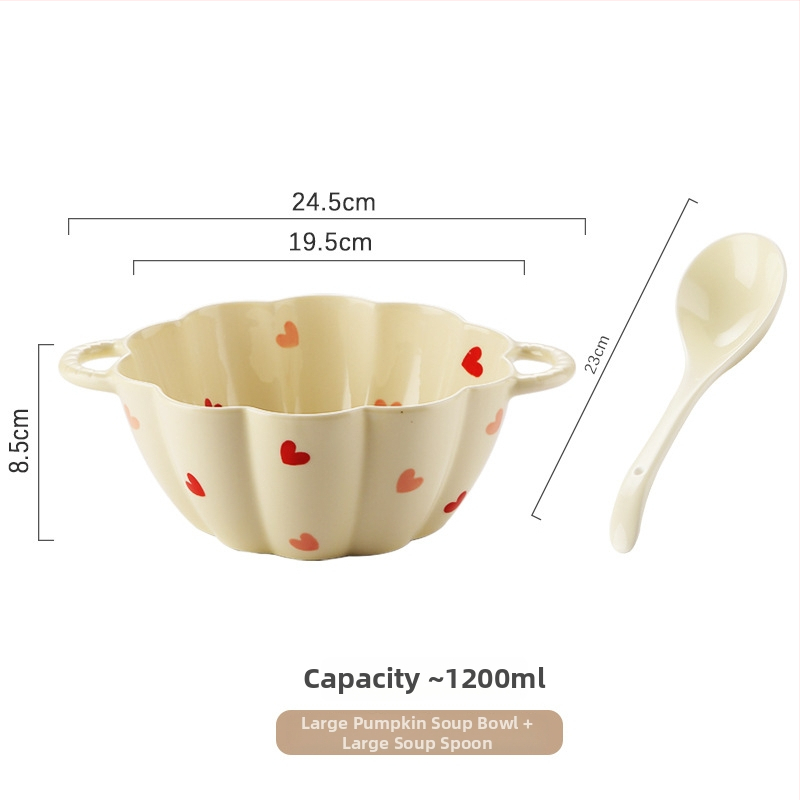 Set de boluri din porțelan cu model Love, culoare sub glazură, formă neregulată, compatibil cu microunde, stil modern minimalist