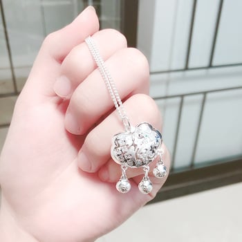 Бебешко сребърно медальонче със символ на дълголетие, S9999 чисто сребро, странична верижка, ръчно изработено, за деца до 10 години