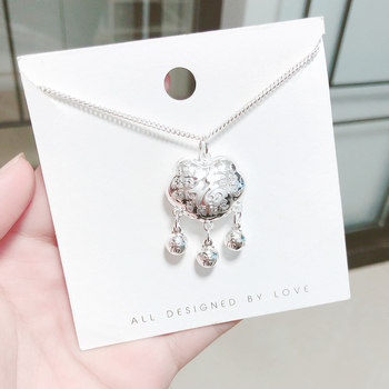 Бебешко сребърно медальонче със символ на дълголетие, S9999 чисто сребро, странична верижка, ръчно изработено, за деца до 10 години