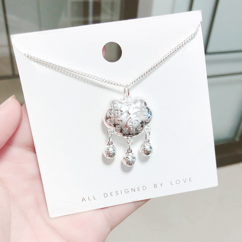 Бебешко сребърно медальонче със символ на дълголетие, S9999 чисто сребро, странична верижка, ръчно изработено, за деца до 10 години