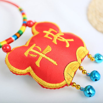 Бебешко колие с тигрова глава, ръчна изработка от плат, многослойно колие в народен фолклорен стил, висулка от сплав