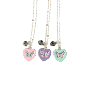 Колие от сплав със сърцевидна висулка, детски карикатурен стил, змийска верига, удължение до под 10 см