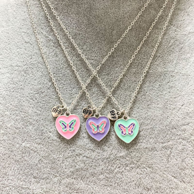 Колие от сплав със сърцевидна висулка, детски карикатурен стил, змийска верига, удължение до под 10 см