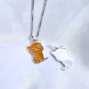 Сребърно колие с висулка котенце във формата на капка масло, детски стил, 925 сребро, верига box chain