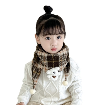 Vaikiškas trikampis šalikas iš poliesterio su languotu raštu, šilta rudens ir žiemai, tinkama pasivaikščiojimams