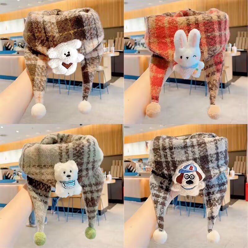 Vaikiškas trikampis šalikas iš poliesterio su languotu raštu, šilta rudens ir žiemai, tinkama pasivaikščiojimams