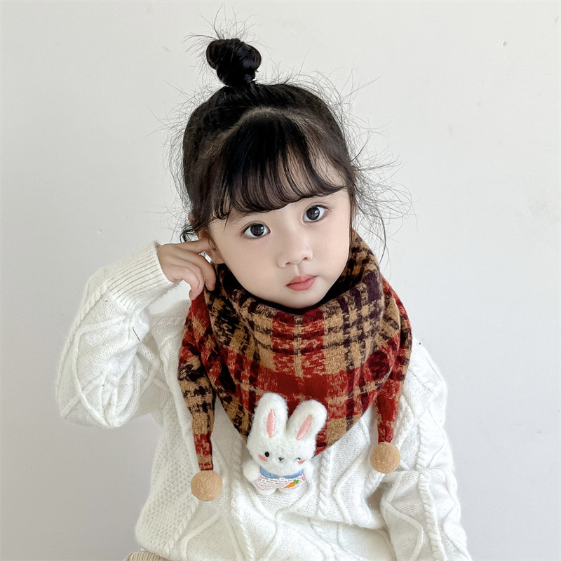 Vaikiškas trikampis šalikas iš poliesterio su languotu raštu, šilta rudens ir žiemai, tinkama pasivaikščiojimams